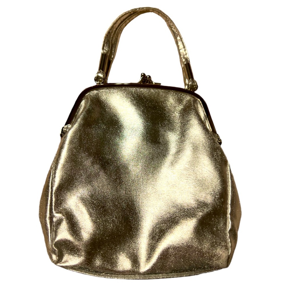 Metallic Silver Snap Closure Classic Clutch